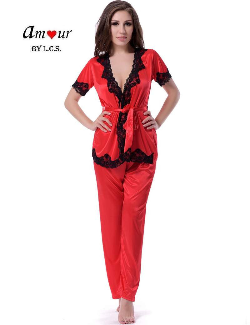 Satin Lace Pyjamas Sleepwear Amour Lingerie