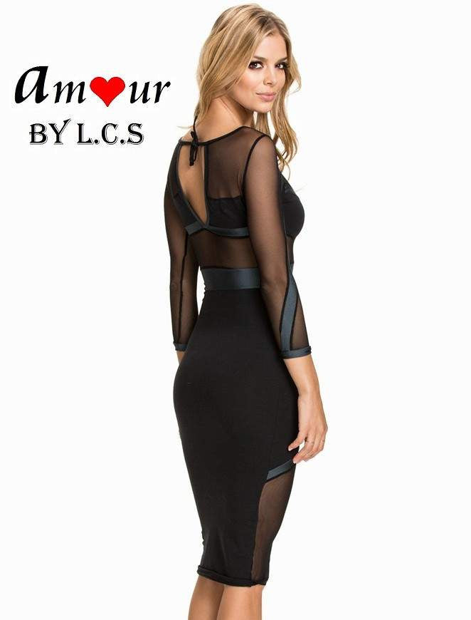 [black sheer lace tight dress] - AMOUR Lingerie