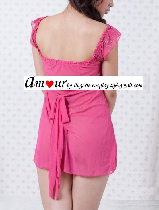 [see through pink lace chemise] - AMOUR Lingerie