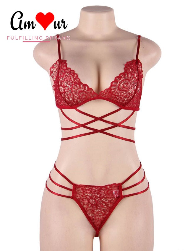 Sexy Strappy Bondage Lace Lingerie Set