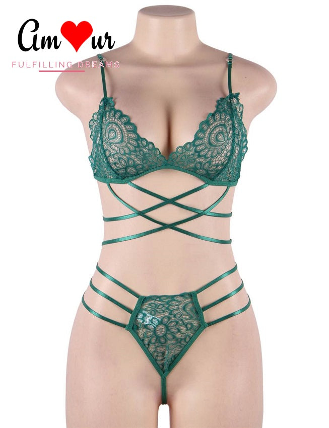 Sexy Strappy Bondage Lace Lingerie Set